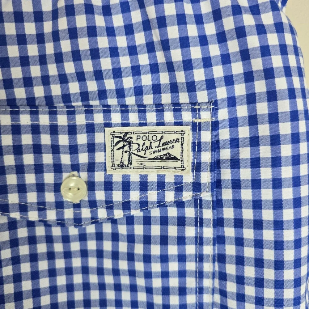 Polo Ralph Lauren Men's Swim Trunks Blue Gingham Size‎ 1XB MSRP $95